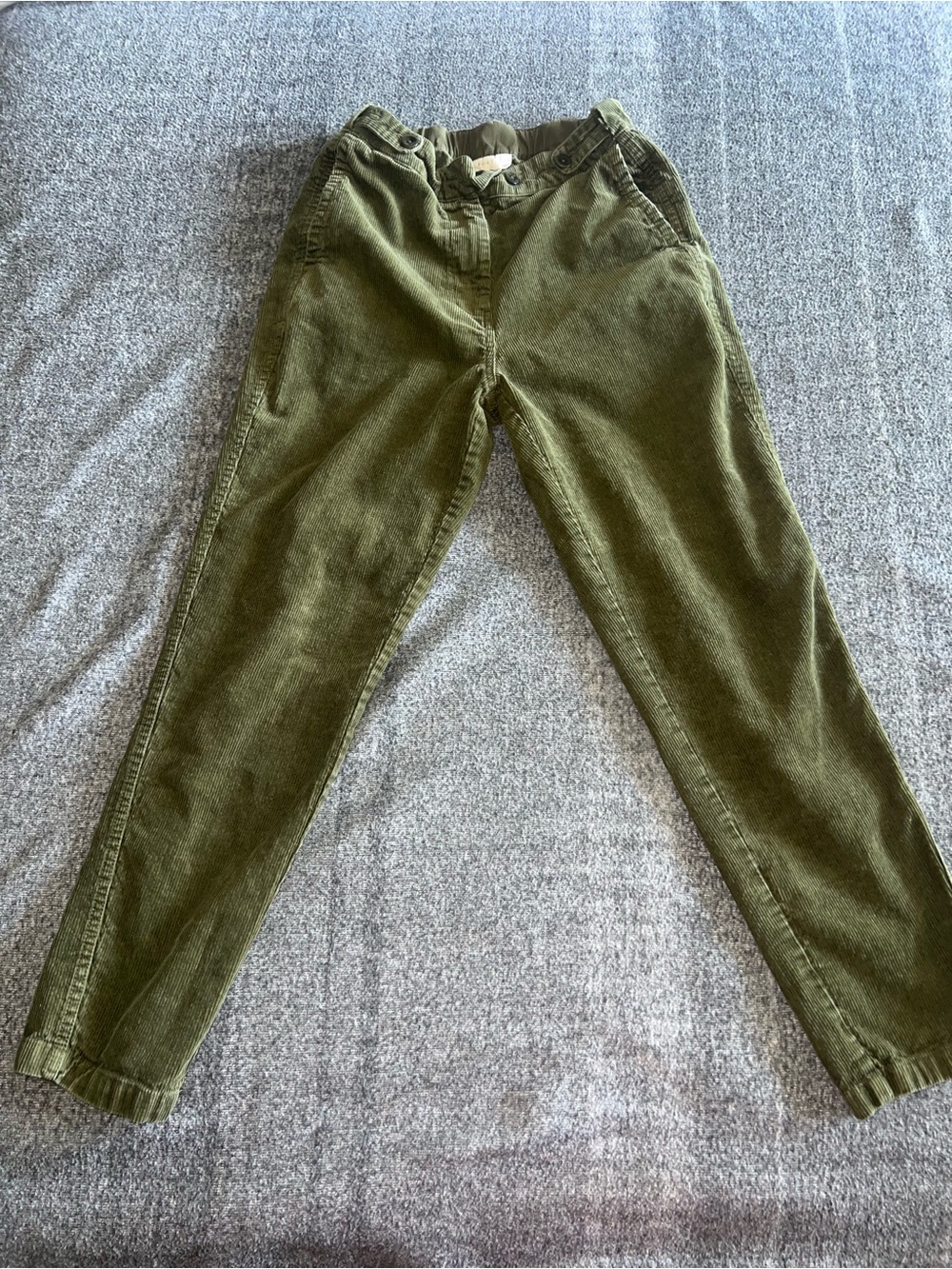 Olive Green 100% Cotton Corduroy Academia ‎ Preppy Straight Leg Pants Sz 4